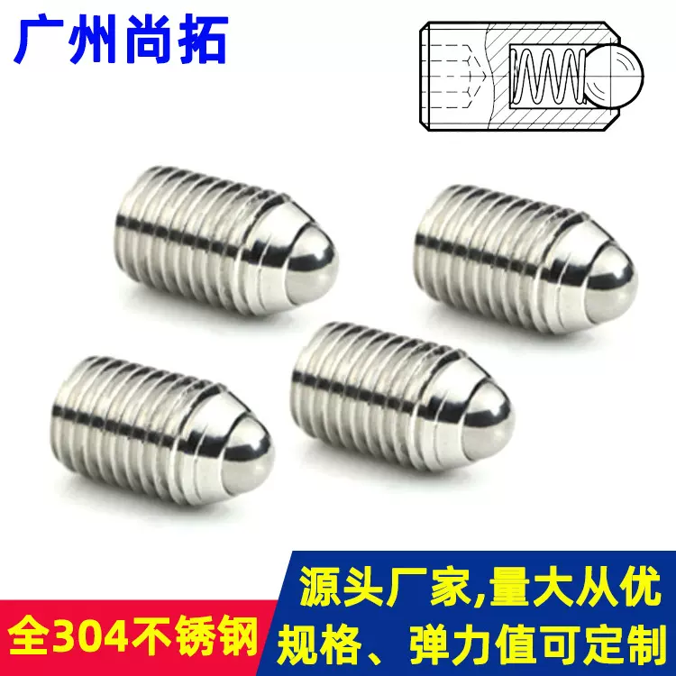 304不锈钢内六角波珠螺丝 压入式球头柱塞螺丝 弹珠机米 玻珠螺钉