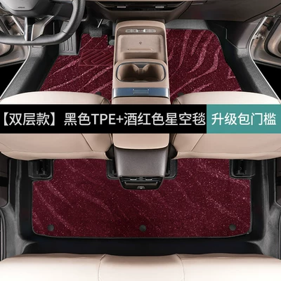 waterproof TPE car floor mats, Universal Foot Pad - double-layerfoot-mat-wine-red-starry-sky-blanket-nissan-nx8extended-range-version