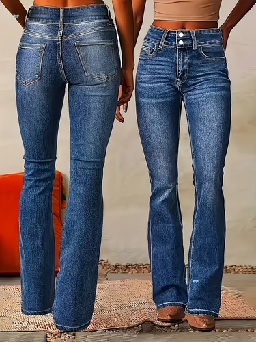 Large Stretch High Waisted Double Breasted Straight Leg Cross-border
