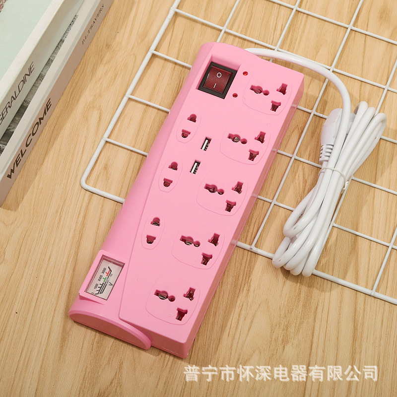 860#2USB comercio exterior enchufe de fila poroso inteligente con lámpara enchufe de fila tricolor mixto Marruecos Ghana Senegal