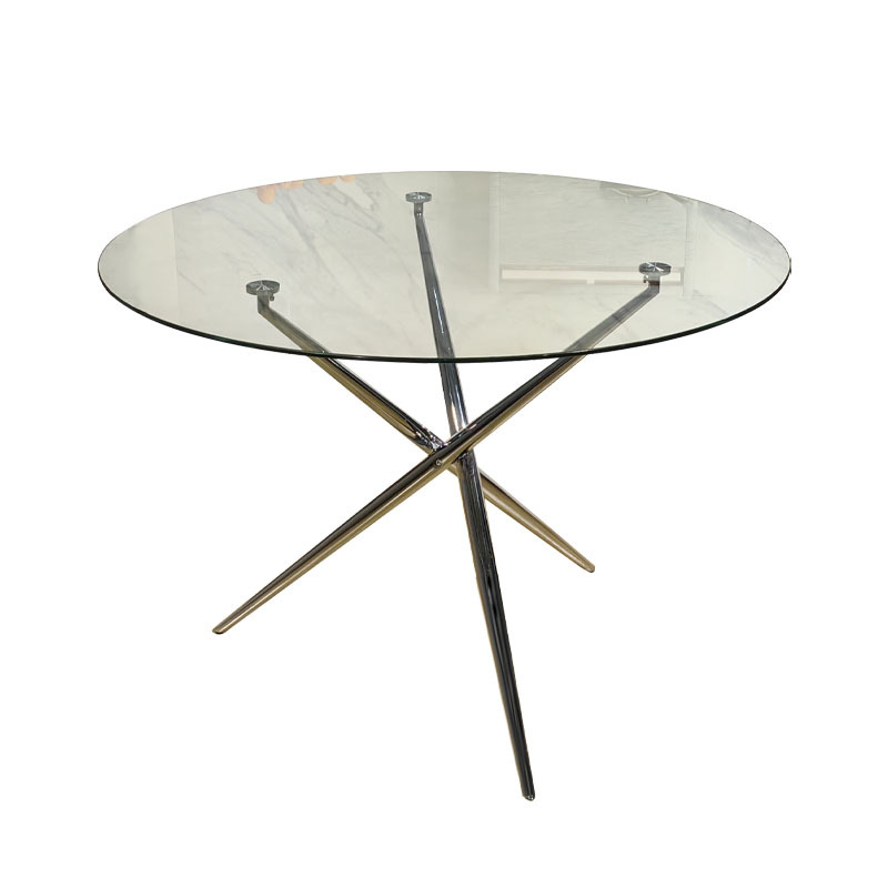 Mesa redonda de vidrio transfronterizo mesa de exposición silla de recepción mesa redonda galvanizada pequeña mesa redonda casera simple balcón mesa de comedor casual
