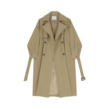 300斤大码胖mm春秋新款英伦双排扣垂感宽松中长款风衣外套女大衣2