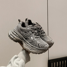 2024周雨彤同款星河轨迹银色发泡底7公分厚底老爹鞋复古休闲运动