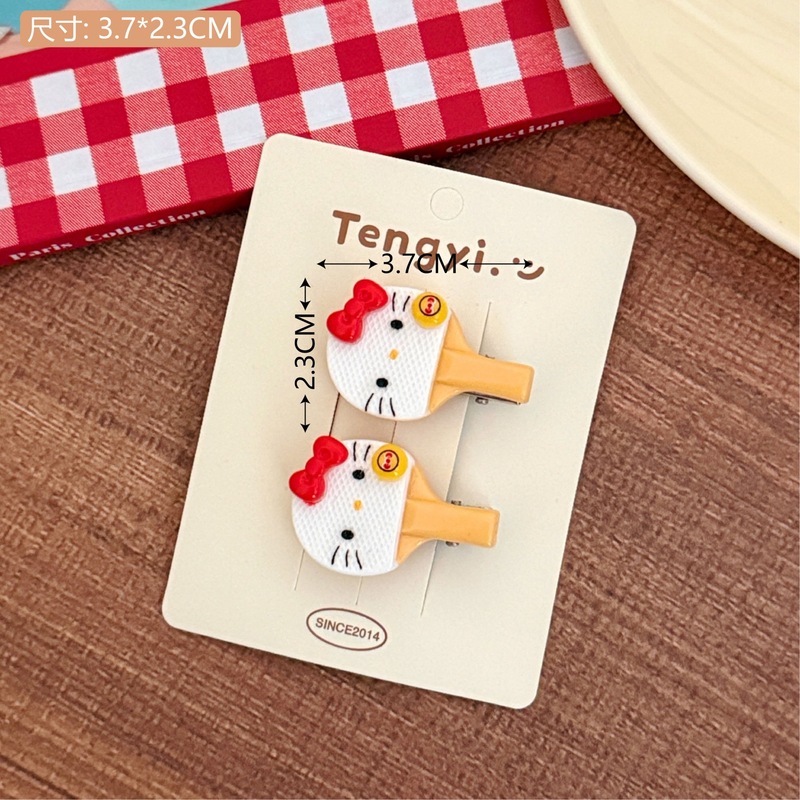 趣味卡通小猫乒乓球拍发绳发夹少女心百搭马尾发饰可爱刘海夹边夹|undefined