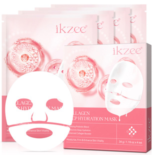 Cross-border foreign trade wholesale ikzee collagen mask moisturizing moisturizing absorbable sleep mask 4 pieces