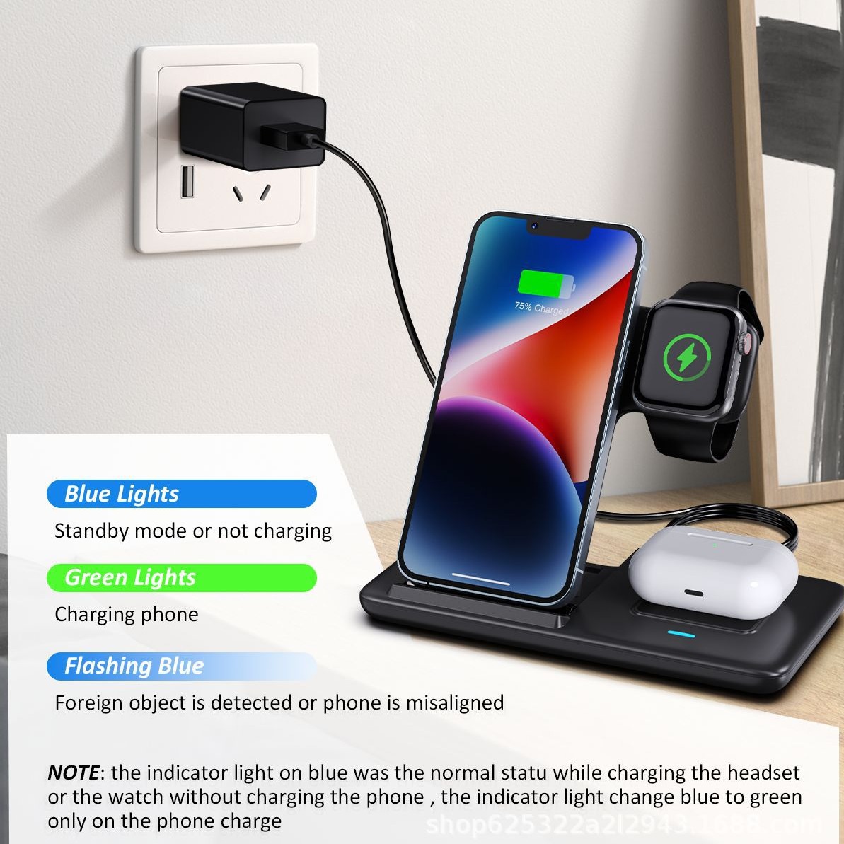 Directly suitable for Apple 15 3-in-1 wireless charging, foldable dual coil 15W fast charging_voghion.com