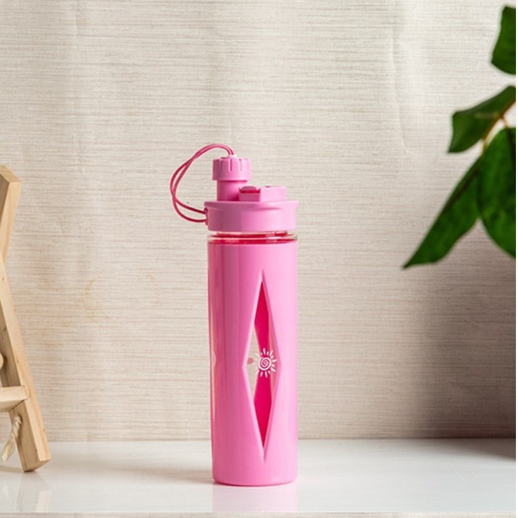 Botella deportiva de plástico doble pajilla