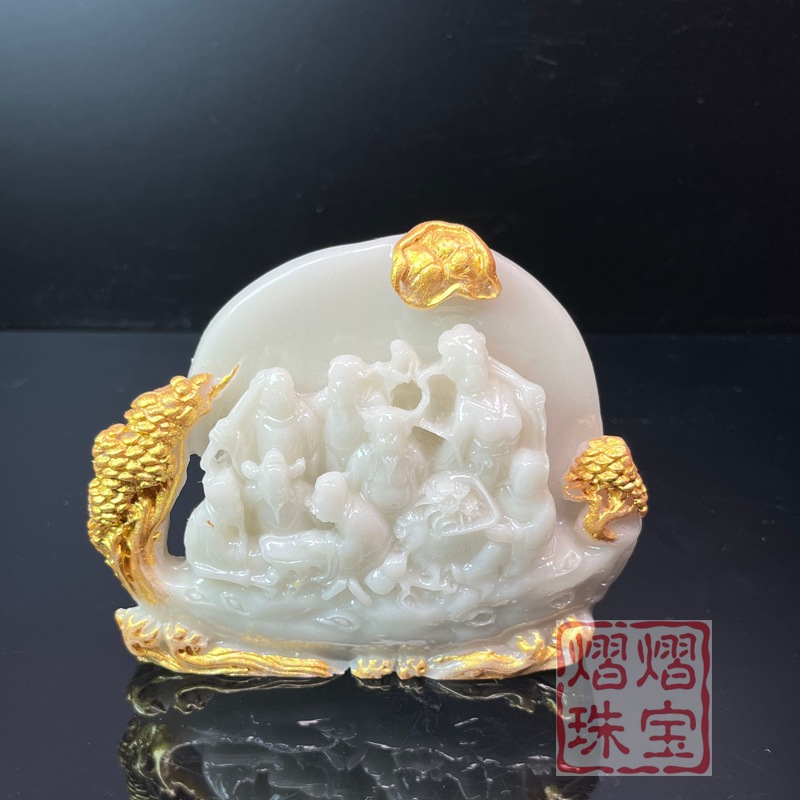 工厂直销夜光石新中式幻彩八仙过海祥瑞摆件镇宅纳福寓意顺风顺水