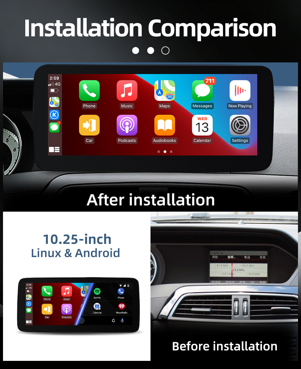 Original Car Style Android Central Control Large Screen Suitable for Mercedes-Benz C-Class W204 S204 2011-2015 Car Navigation Touch Screen