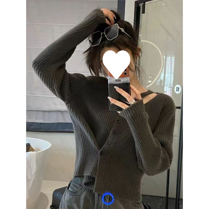 Cardigan de punto glutinoso suave de viento perezoso para mujeres primavera coreana con solapa suéter casual japonés chaqueta