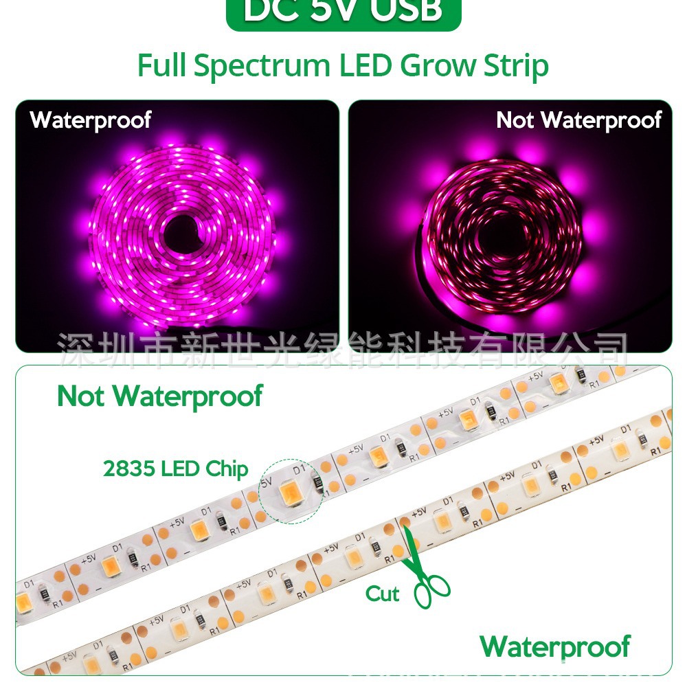 Tira de luz de planta USB 5V tira de luz de crecimiento de plantas 2835 tira de luz de crecimiento de luz de relleno planta de espectro completo transfronterizo Venta caliente
