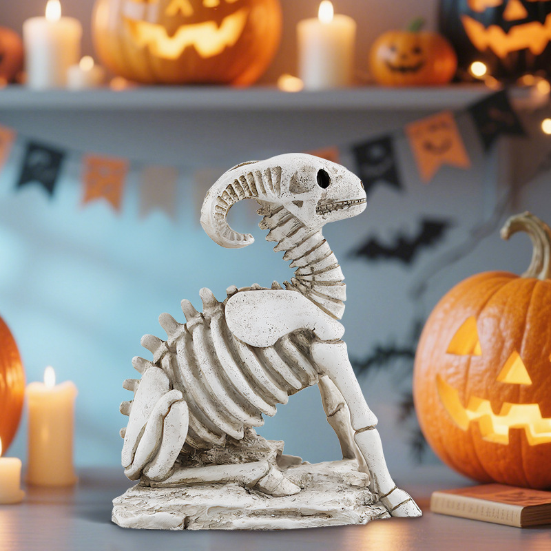 TEMU Explosions Skeleton Skeleton Specimen Goat Ornaments Halloween Home Desktop Collection Horror Atmosphere Decorations