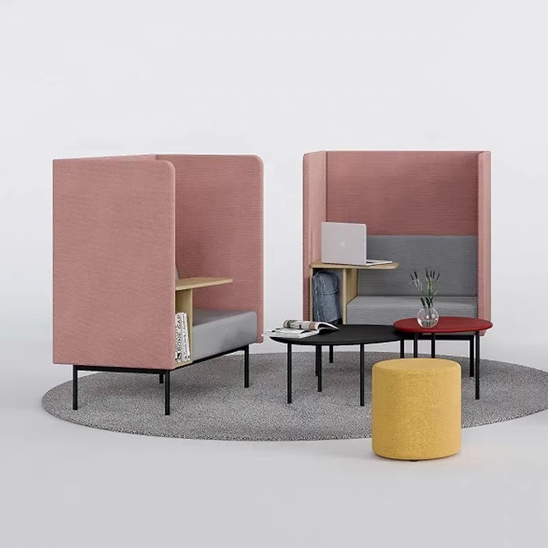 High-Back Sofa Booth for Library, Office, Leisure Area, Reception Room, High-Back Multi-Person Combination Reception Booth Sofa