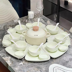 New lightweight luxury ceramic tableware set for Chinese New Year, bowl and plate set, high-quality combination for home use, New Year gift