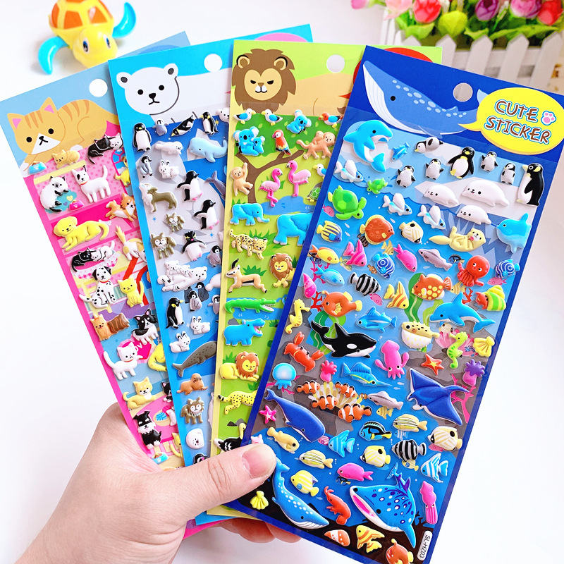 3D 象、ライオン、ペンギン 立体ステッカー 漫画動物園 子供 赤ちゃん 知育 報酬ステッカー DIYデコレーション|undefined