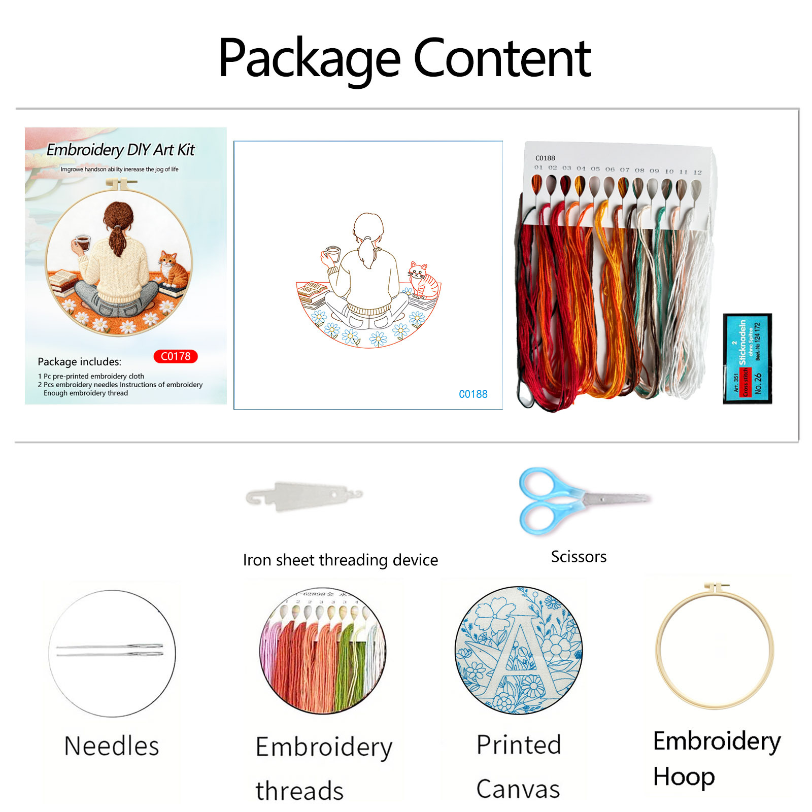 Pequeñas piezas transfronterizas bordadas a mano DIY material paquete principiante adornos hechos a mano fabricantes de café chicas al por mayor cabello recto