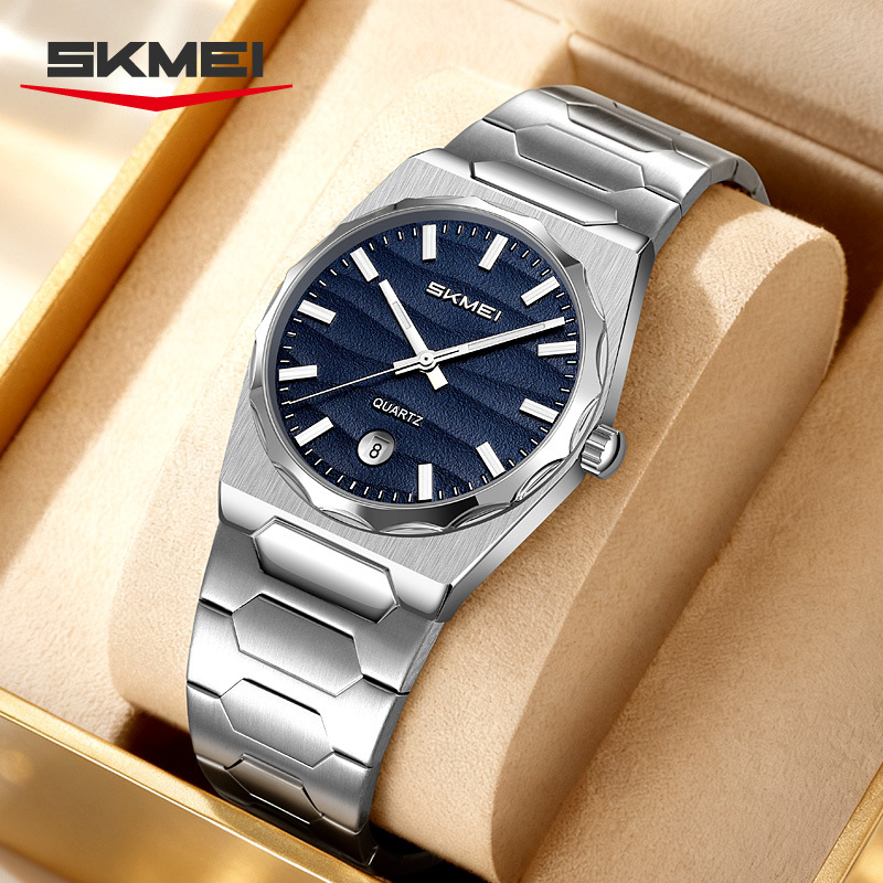 Momento de relojes de pulsera de hombre transfronterizos de acero calendario relojes de cuarzo impermeables nocturnos relojes de pulsera comercio exterior regalos al por mayor personalizados