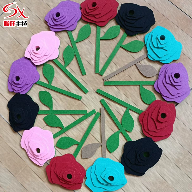 Ремесла Войлок Роза Цвет Трехмерное Украшение Стены Аксессуары Для Одежды Войлок Роза