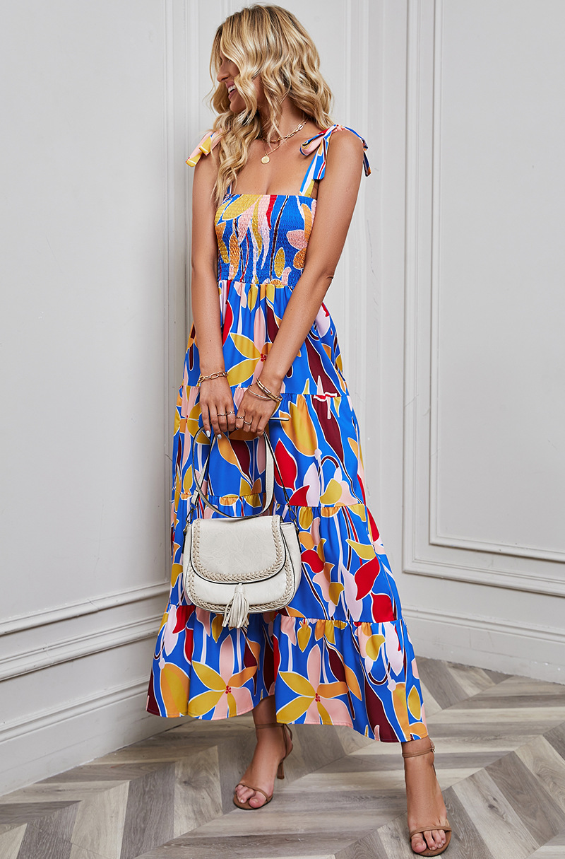 Street Occasion Wholesale Women'S Vacation Printing Backless Ditsy Floral Street Collarless Sleeveless