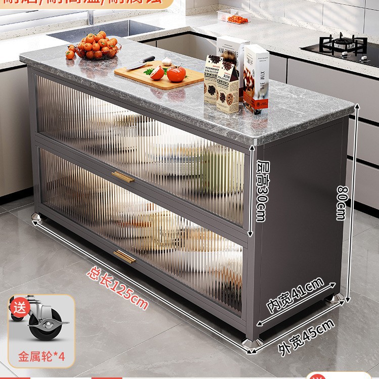 Estante de cocina de pizarra de roca, gabinete de almacenamiento de horno microondas multifuncional de piso, encimera, mesa de corte de verduras, mesa de preparación, armario lateral