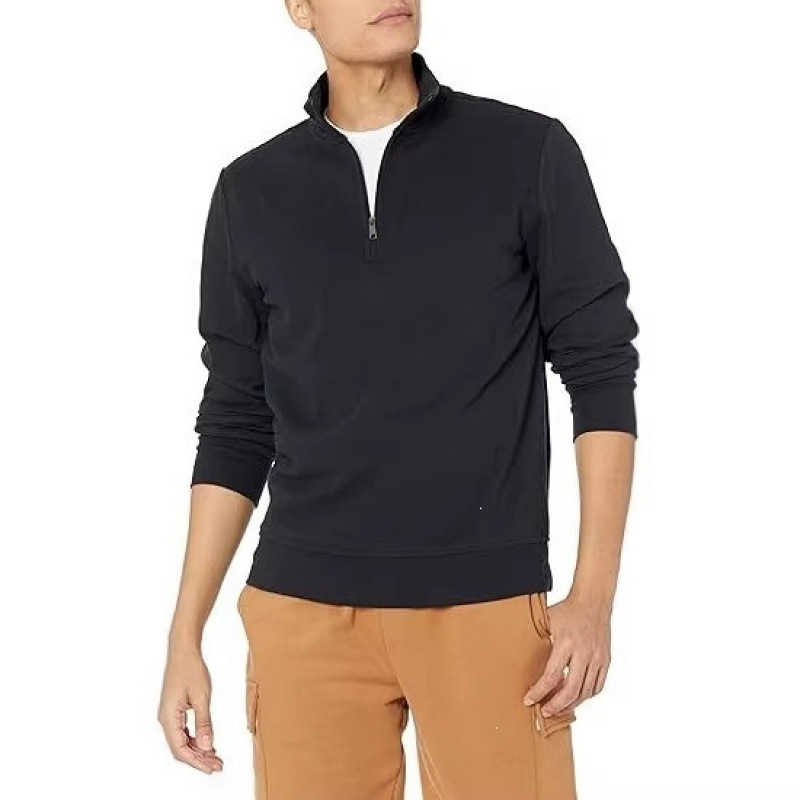 Men's Quarter-Zip Stand-Up Collar Sweatshirt, Casual Long-Sleeve Polyester Autumn Warm Top Men's Quarter-Zip Stand-Up Collar Sweatshirt, Casual Long-Sleeve Polyester Autumn Warm Top