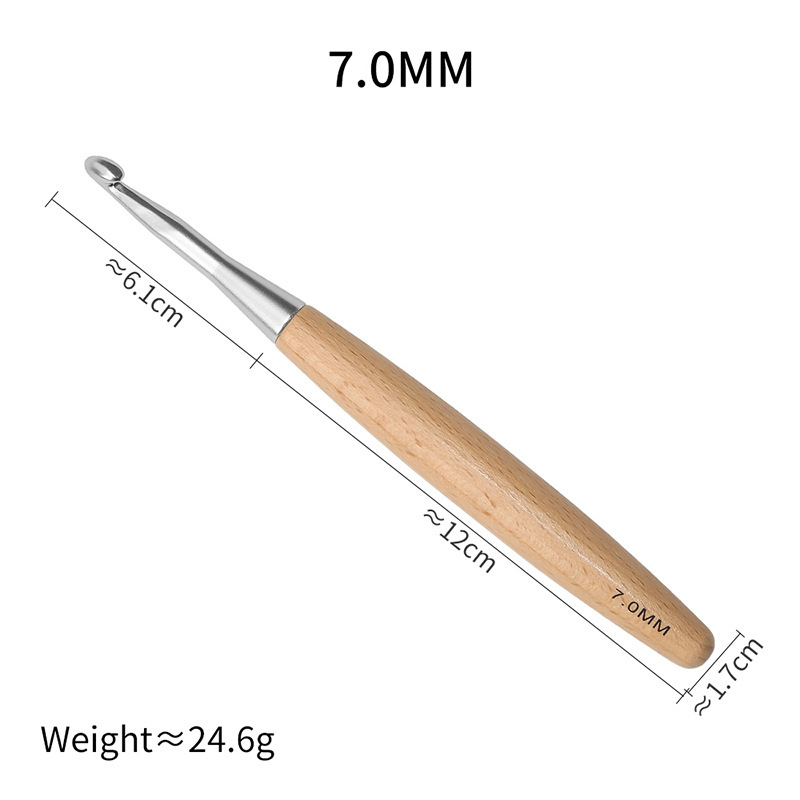 Nuevo suéter de ganchillo con mango de madera transfronterizo, gancho tejido, herramienta de tejido de bricolaje hecha a mano, ganchillo de lana sólida de un solo cabezal