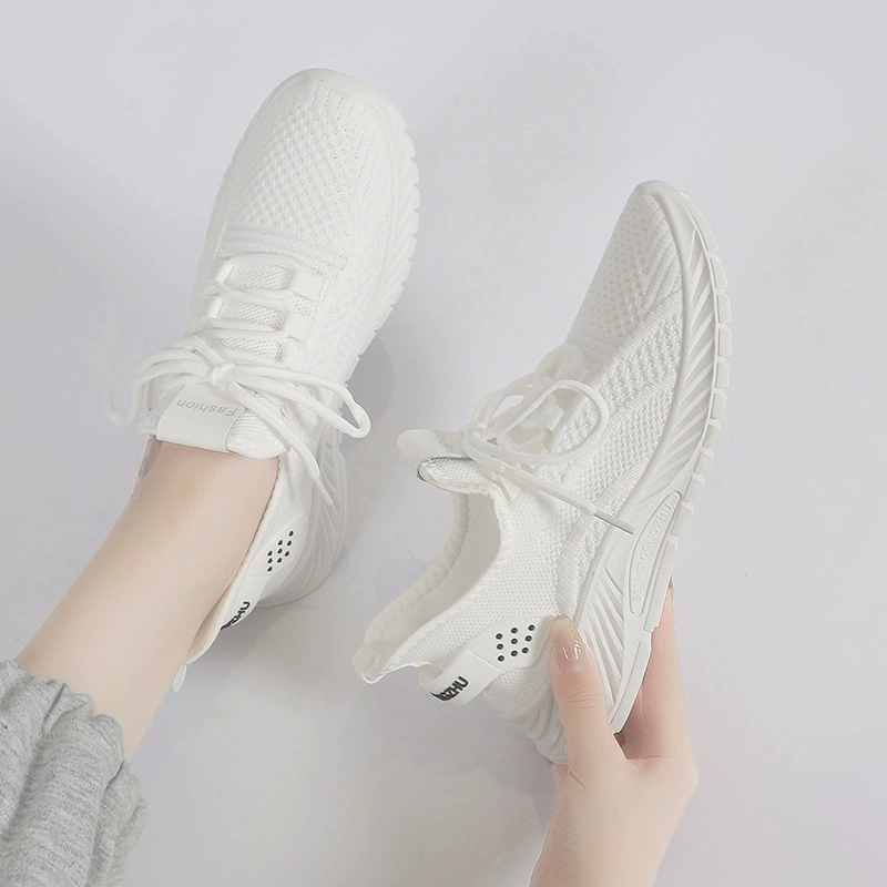 Кроссовки из сетчатой ткани Flyknit для женщин, весна, лето и осень 2024, новый стиль, дышащие, универсальные, повседневные, легкие, кроссовки для бега на мягкой подошве