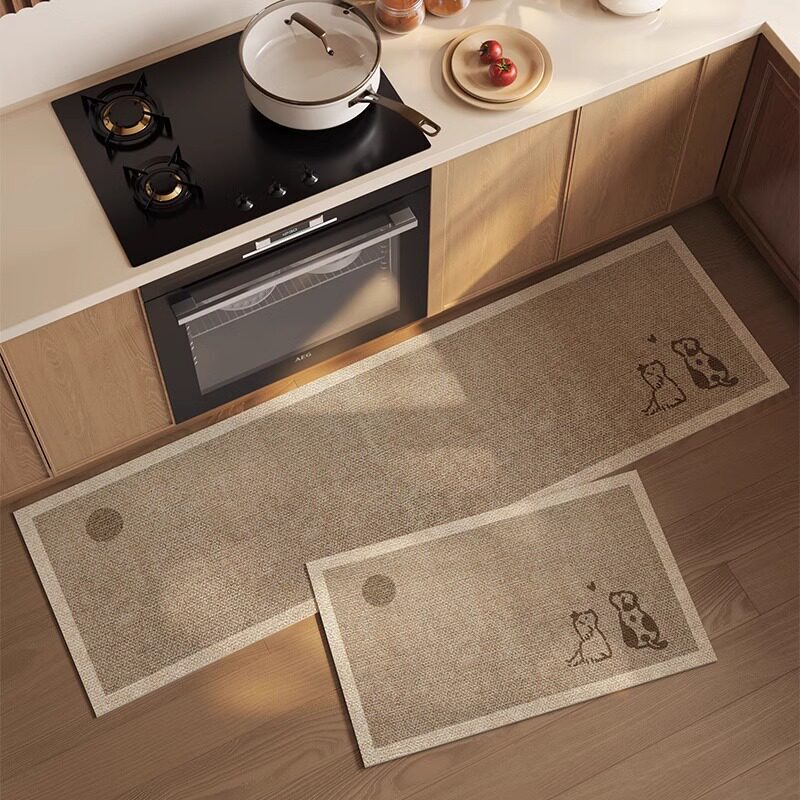 Simple solid color household long strip mat for bathroom shower room entrance, non-slip and water-absorbent mat, kitchen striped oil-absorbent foot mat