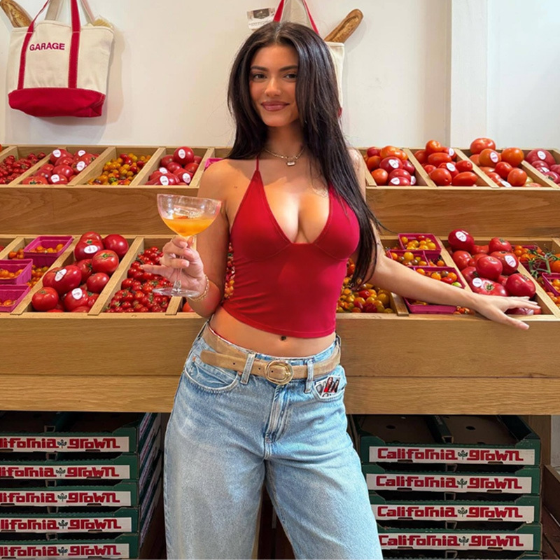 2026 Summer European and American Cross-Border New Women's Fashion Sexy V-Neck Slim Fit Versatile Halter Neck Tube Top Dropshipping 2026 Summer European and American Cross-Border New Women's Fashion Sexy V-Neck Slim Fit Versatile Halter Neck Tube Top Dropshipping