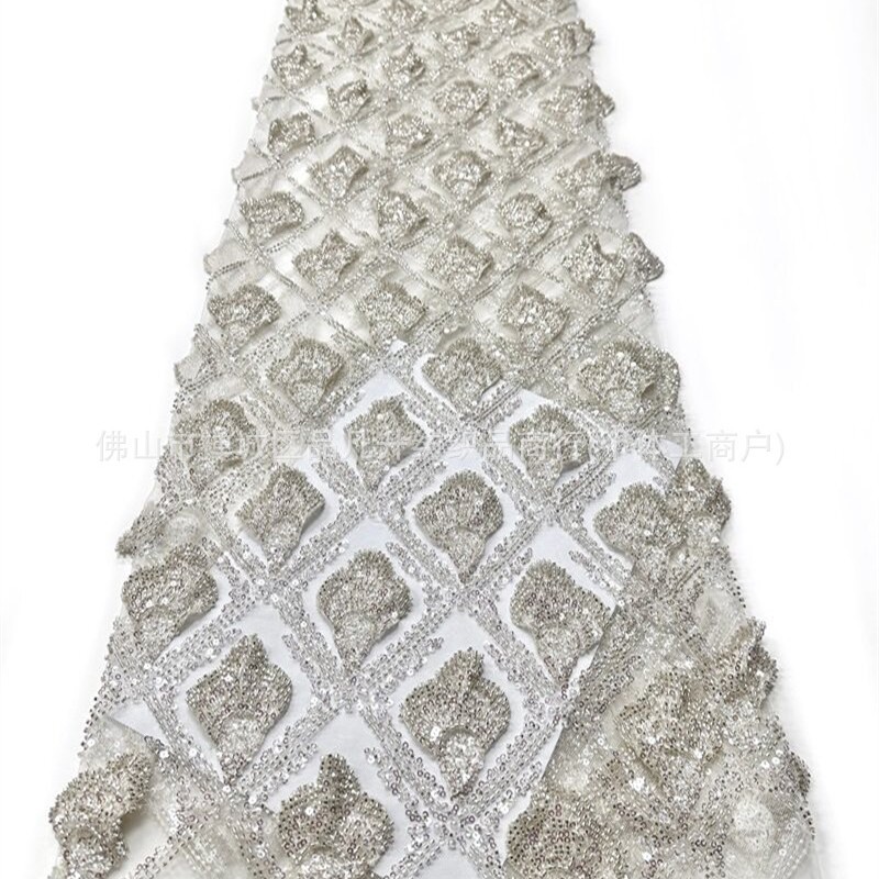 Multicolor calcomanías cuentas esquinillas bordadas tela de bordado de encaje pesado vestido de boda tela de vestido de alta definición