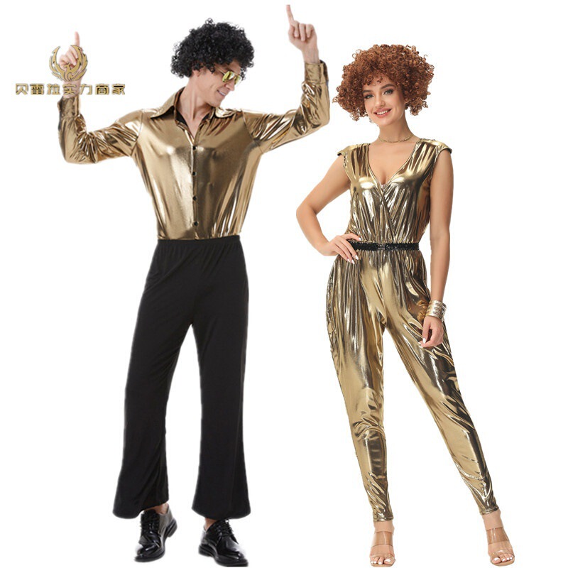 Cross Border Trendy Street Hip Hop Party Shining Bar Singer Costumes Retro 80 s Disco Couples Clothes