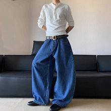美式原牛复古小众做旧弯刀型阔腿牛仔裤无性别宽松休闲裤男女