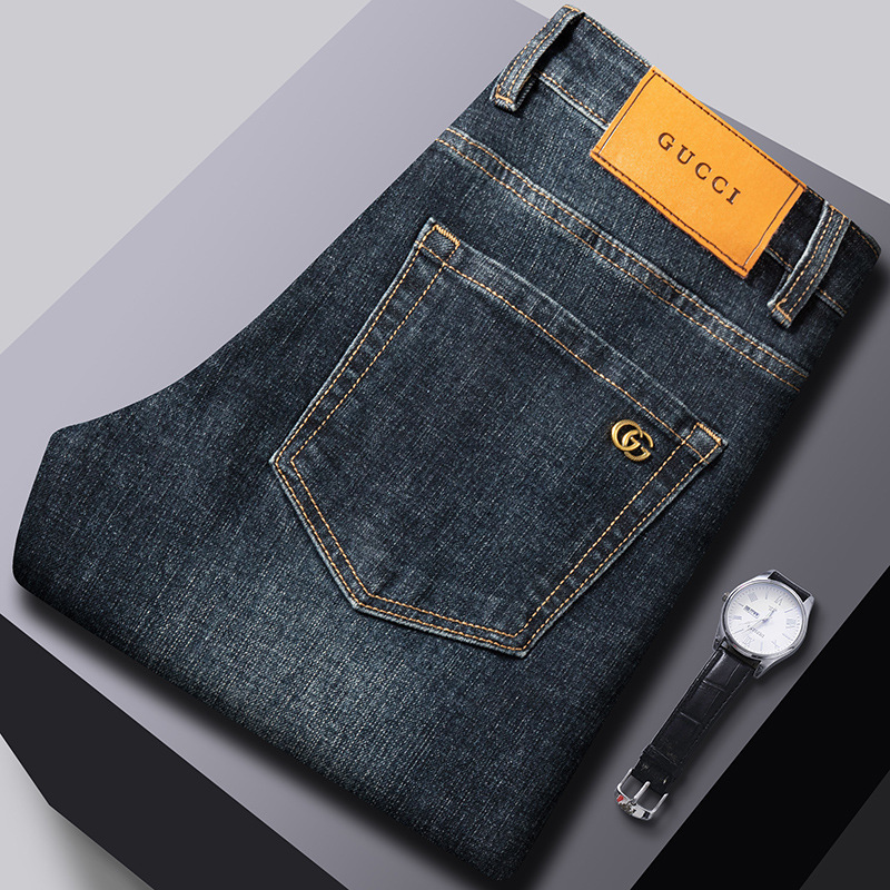 Guangzhou Xintang Men's Jeans High-End European Slim Fit Tapered Cross-Border Foreign Trade European and American 1:1 Spring New Pants Guangzhou Xintang Men's Jeans High-End European Slim Fit Tapered Cross-Border Foreign Trade European and American 1:1 Spring New Pants