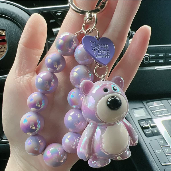 Cross-Border Cute Bear Keychain Couple Cartoon Acrylic Pendant Keychain Bag Doll Decoration Couple Style