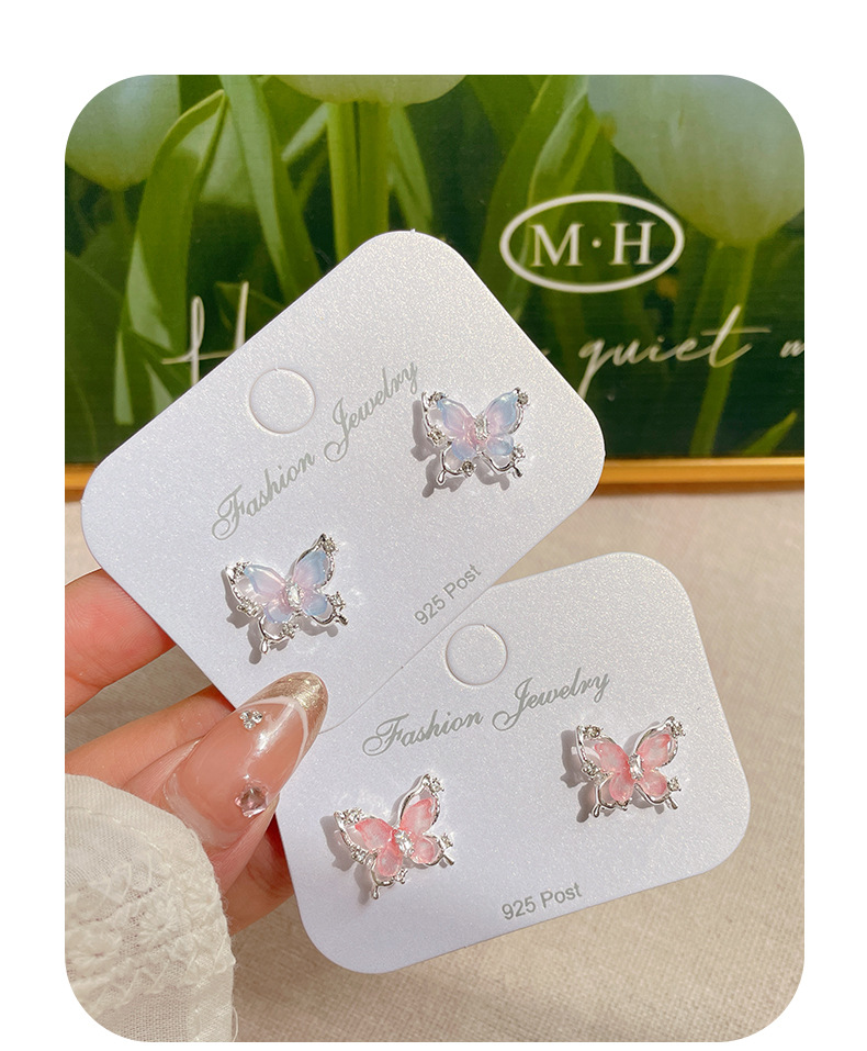 Ear Studs Classification 1 Pair Quantity 1 Pair Sweet Butterfly Alloy Resin Women's Ear Studs