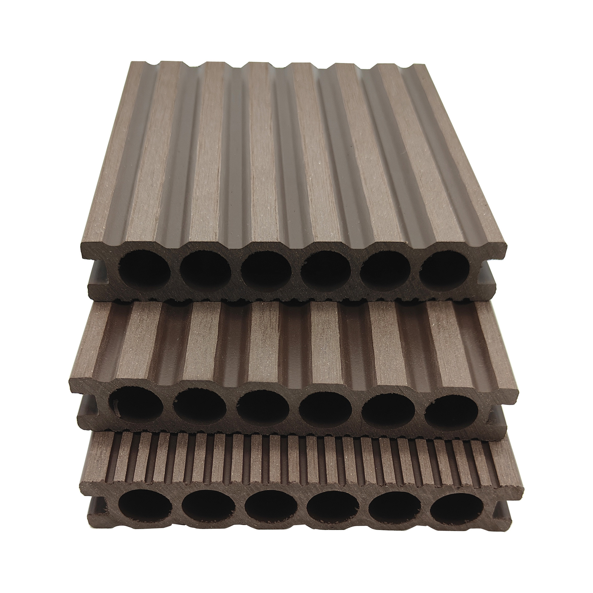 Protección del medio ambiente anti-moho impermeable 139*24 decoración anticorrosión tablero de madera al aire libre agujero redondo hueco madera plástico piso decoración al aire libre
