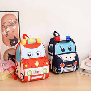 New Foreign Trade Small Police Car Bag Kindergarten Backpack Children Primary School Boys and Girls Lightweight Cartoon Backpack