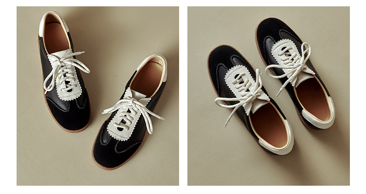 Giày sneaker nữ phối màu dây buộc đế phẳng phong cách thể thao — màu nâu chi tiết 22