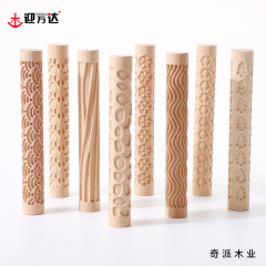 新商品のケヤキのエンボスのステッキの陶芸の美術の道具のプリントの木の棒の手作りの木質の筋理の泥のローラーの花の棒