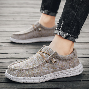[Factory Outlet] Men's Canvas Shoes Lightweight Wear-resistant Casual Slip-on Old Beijing Cloth Shoes Foot Width Size 47