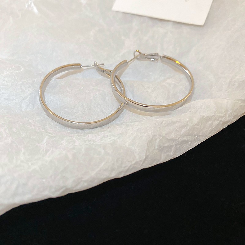 Pendientes ovalados simples de aguja de plata Pendientes de tendencia de personalidad transfronteriza europea y americana Pendientes de diseño de todo fósforo de nicho al por mayor