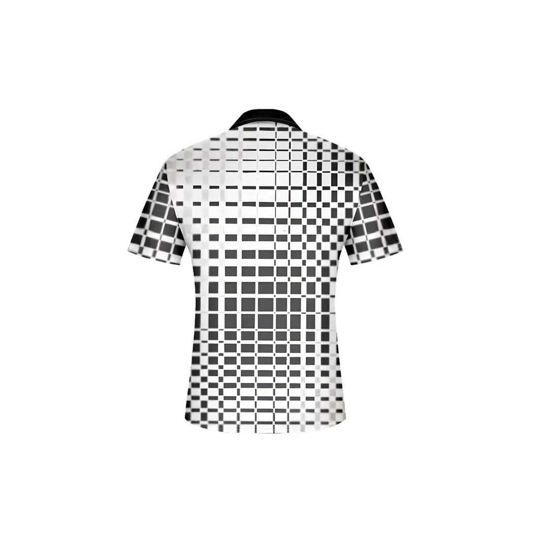 Camisa de polo suelta transpirable de malla de hombre de verano con cremallera de manga corta con camisa POLO simple con estampado 3D cuadrado geométrico