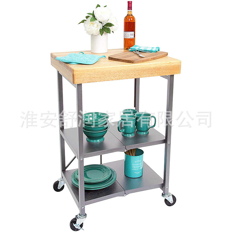 厨房简易可折叠餐车带滑轮酒店移动茶车酒吧零食酒水小推车
