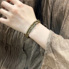 新しい中国風の天然緑白檀模造ホータン二重サークルブレスレット男の子と女の子用木製中国仏ビーズブレスレットアクセサリー