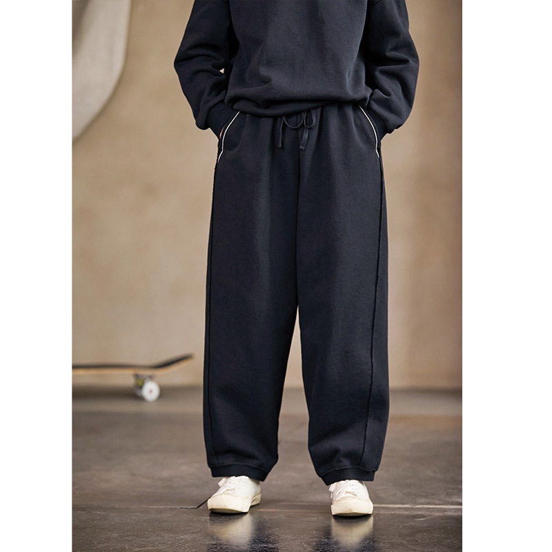 Classic Versatile Black Heavyweight Loose Casual Elastic Waist Knit Jogger Pants for Spring and Autumn 1040 Classic Versatile Black Heavyweight Loose Casual Elastic Waist Knit Jogger Pants for Spring and Autumn 1040