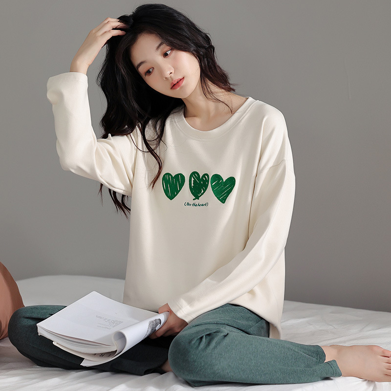 Realistic Pajamas Women's Long-sleeved Comfortable Cashmere Sporty Crewneck Pullover Loose Simple Women's Autumn Home Clothes