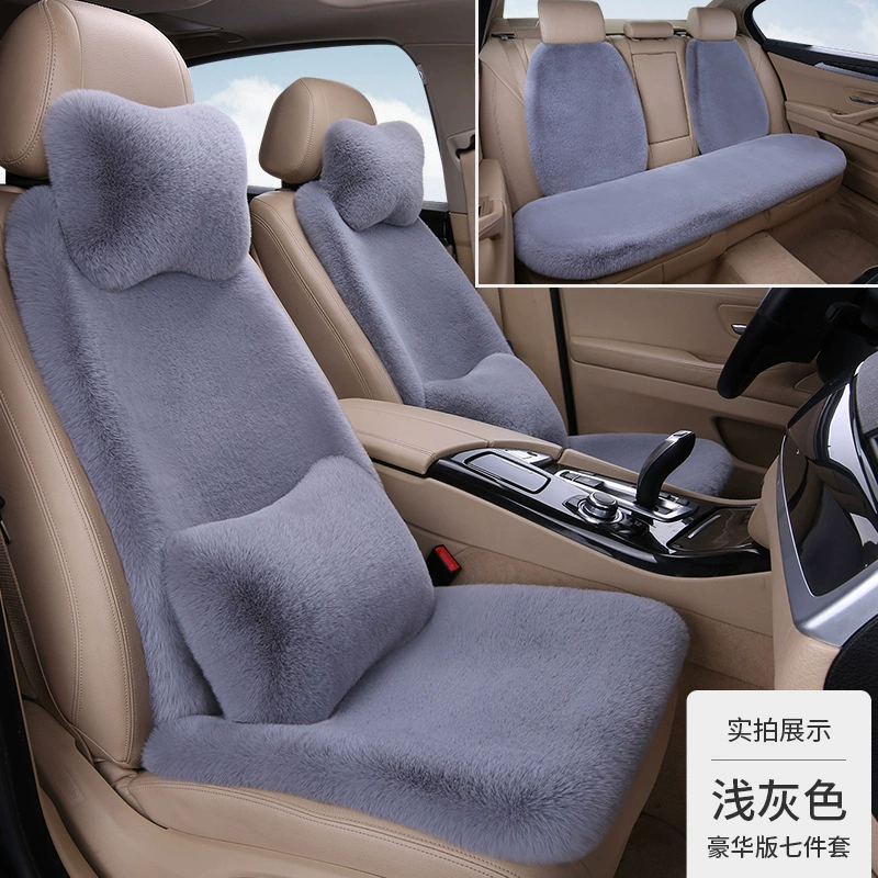 Новинка 2024 года, осенне-зимняя плюшевая подушка для автомобильного сиденья из меха кролика, утолщенная и теплая, полностью закрывающая сиденье, универсальная подушка для сидений с частичным покрытием.