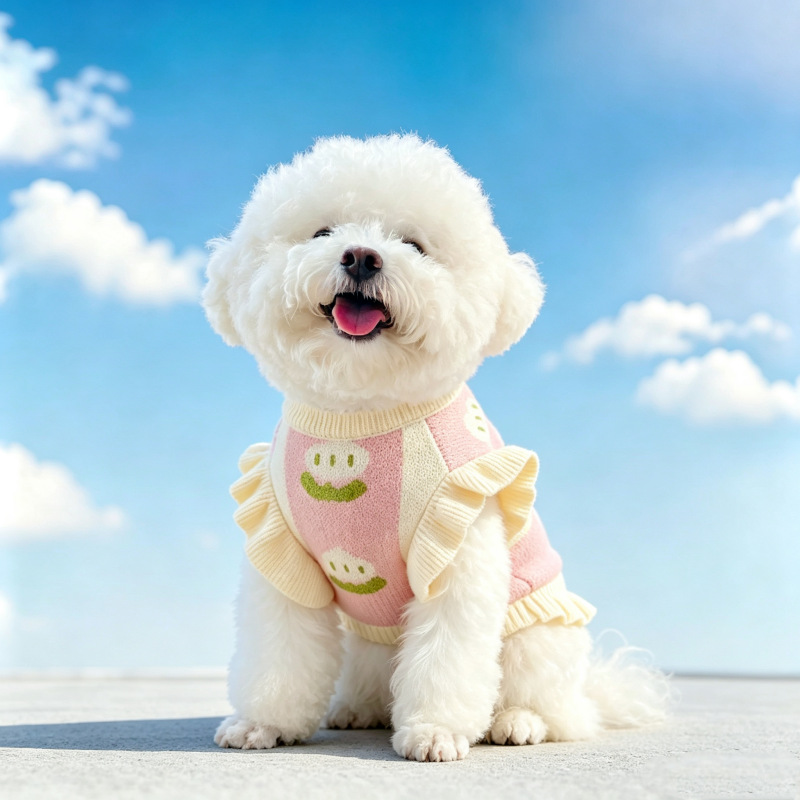 강아지 고양이 플라잉 슬리브 스웨터 애완동물 투피스 의류 니트웨어 테디 강아지 의류 공주풍