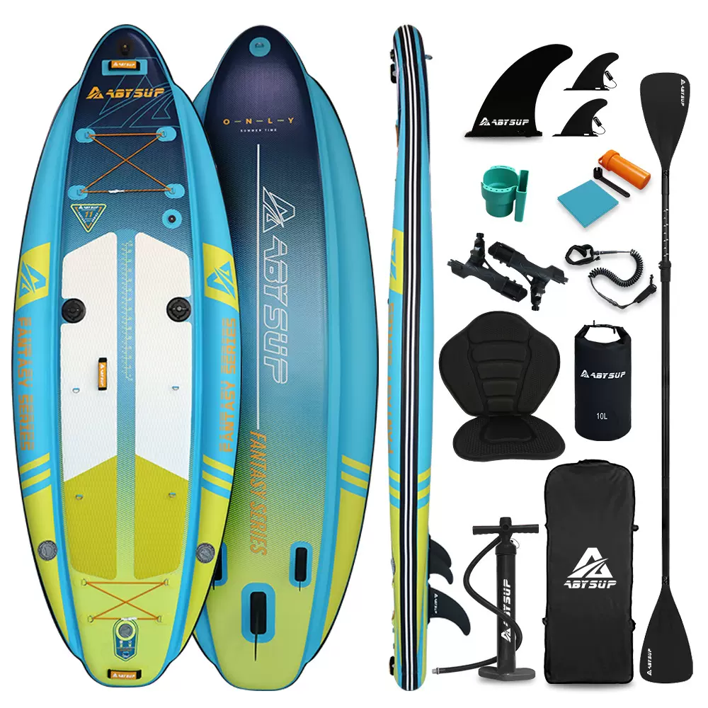 定制亚马逊-钓鱼板充气皮划艇sup board充气冲浪板浆板充气桨板船