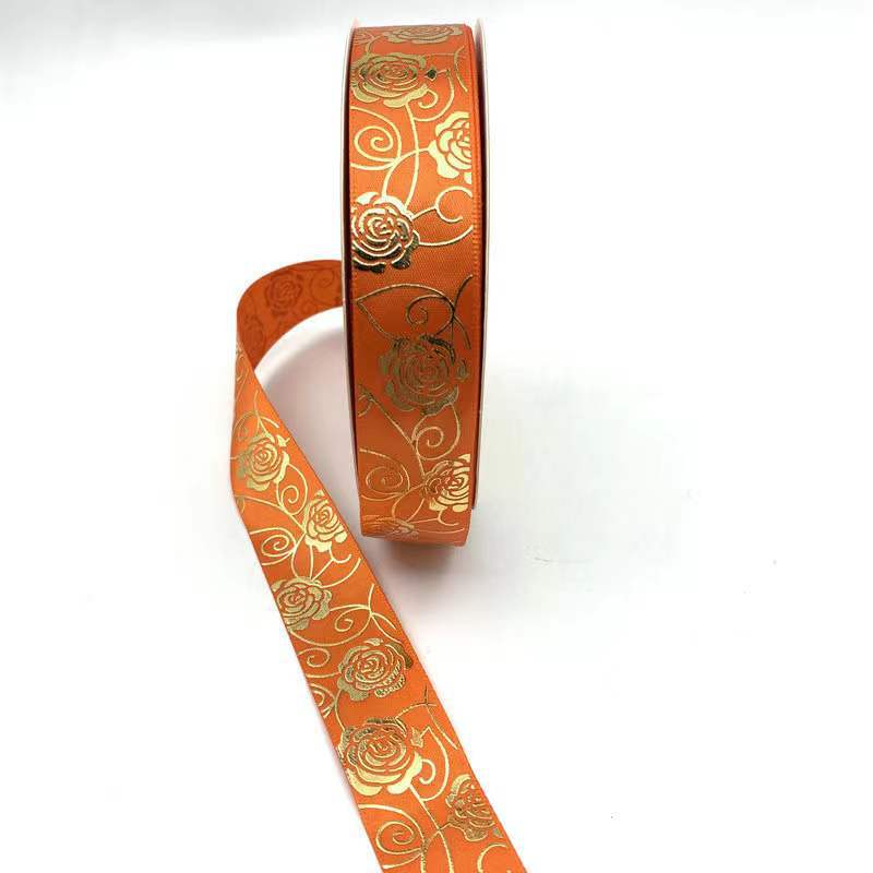 3D caliente sólido dorado rosa cinta flor regalo caja embalaje cinta bar soporte hecho a mano poliéster cinta